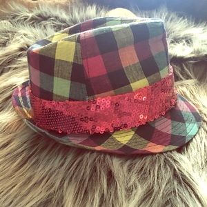 Sparkly Rainbow plaid Hat